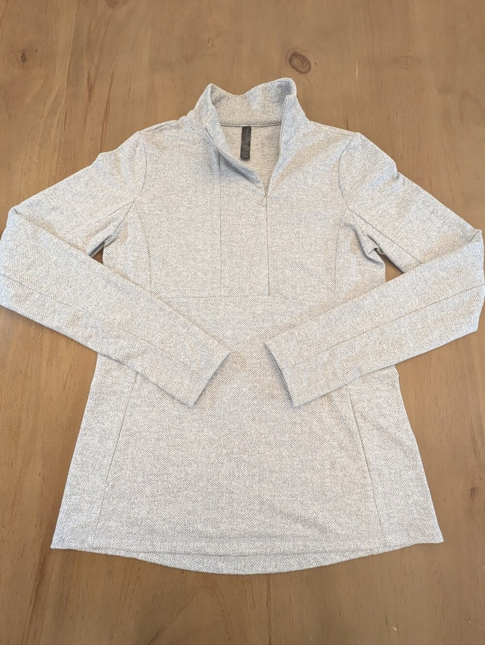 Kyodan Quarter-zip Gray Herringbone Pullover Athletic Top Thumb-holes Medium